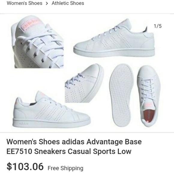 NWT Adidas Advantage Base Pink Sneakers - Picture 2 of 11